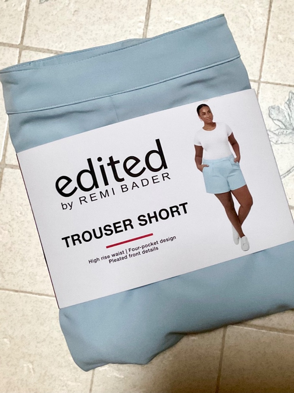 edited by Remi Bader plus size, light blue Trouser Shorts Runs Big